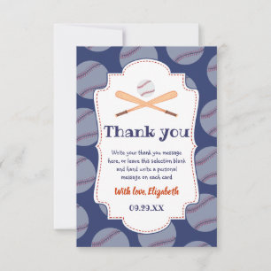 Baseball Bat Ball Stamp Its A Baby Boy Baby Shower Thank You Card