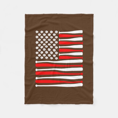 Baseball Bat Balls Patriotic American USA Flag  Fleece Blanket