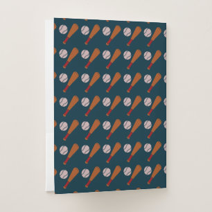 baseball bat baseball ball pattern pocket folder