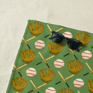 Baseball Bat, Glove & Ball Beach Towel