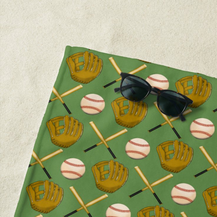 Baseball Bat, Glove & Ball Beach Towel Zazzle
