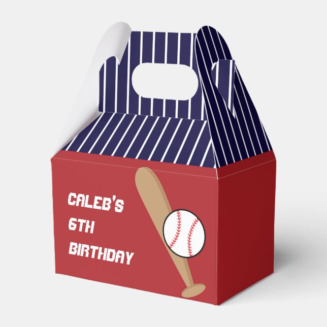 Baseball & Bat Kids Birthday Party Favor Boxes (Front Side)