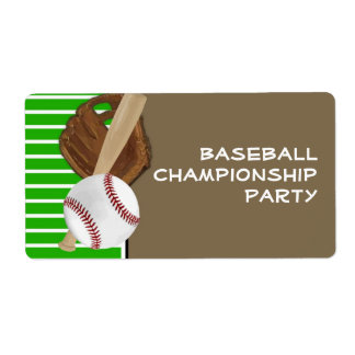 Baseball Bat Sports Boys Birthday Party Theme Label