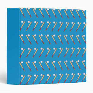 Baseball Bat with Ball Pattern 3 Ring Binder