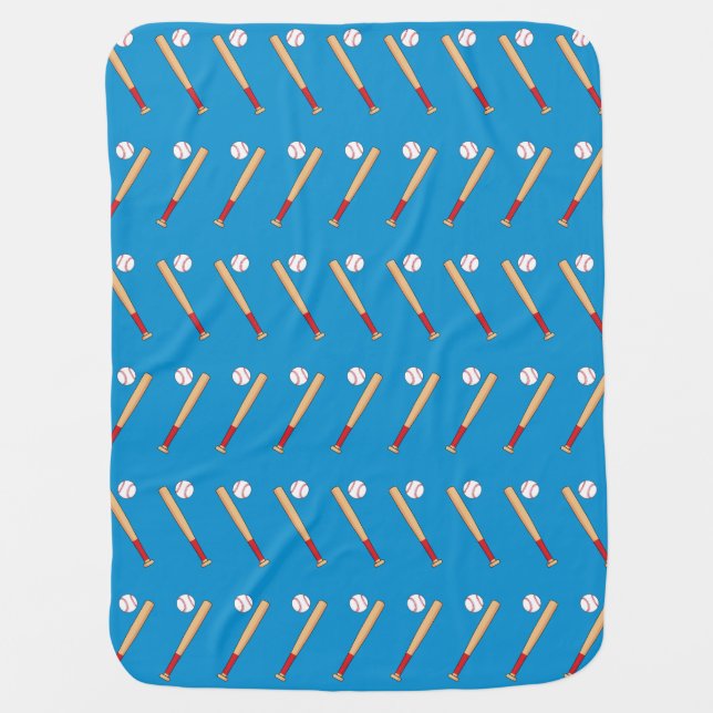 Baseball Bat with Ball Pattern Baby Blanket (Front)