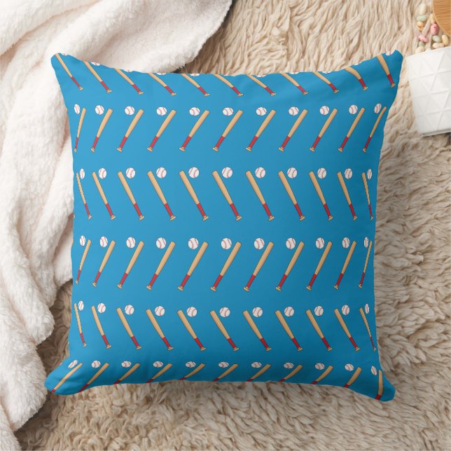 Baseball Bat with Ball Pattern Throw Pillow (Blanket)
