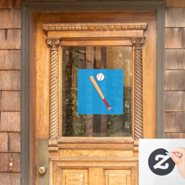 Baseball Bat with Ball Window Cling (Home Door)