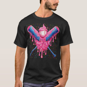 Baseball Bat with Ice Cream Sprinkles Drip, Baseba T-Shirt