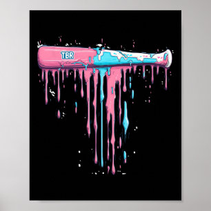 Baseball Bat With Sprinkles Drip For Baseball Play Poster