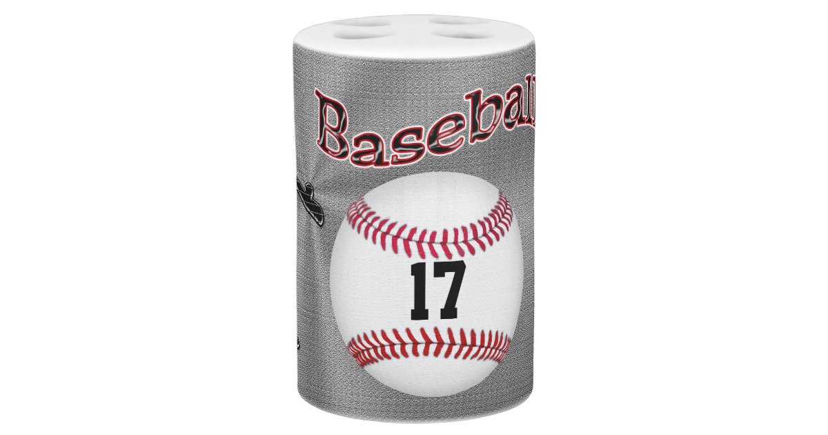 Baseball Bathroom Accessories Your Jersey Number Soap Dispenser Baseball Bathroom Accessories Your Jersey Number Soap Dispenser And Toothbrush Holder Zazzle