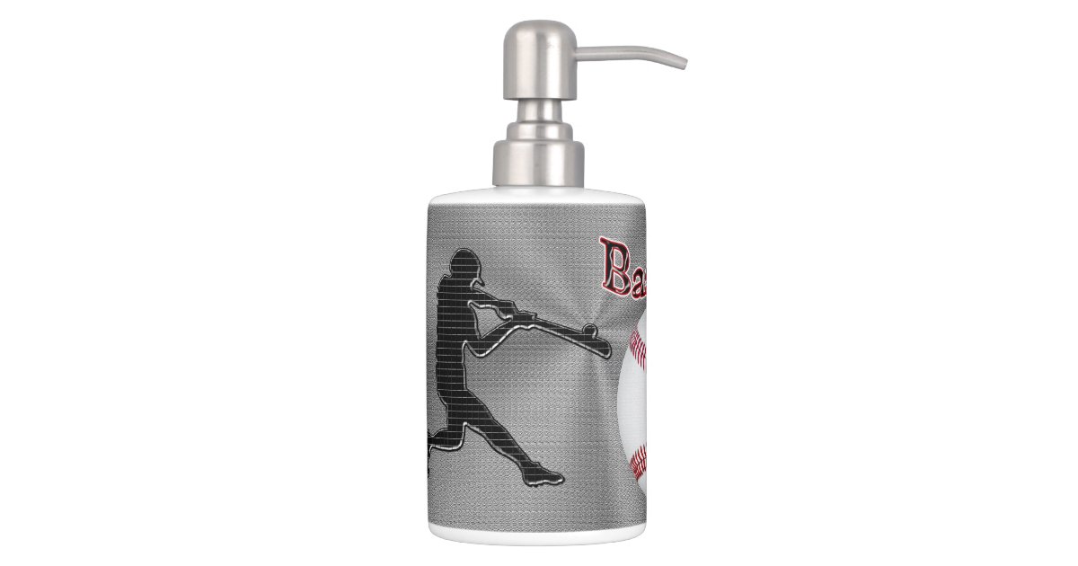 Baseball Bathroom Accessories Your Jersey Number Soap Dispenser Baseball Bathroom Accessories Your Jersey Number Soap Dispenser And Toothbrush Holder Zazzle
