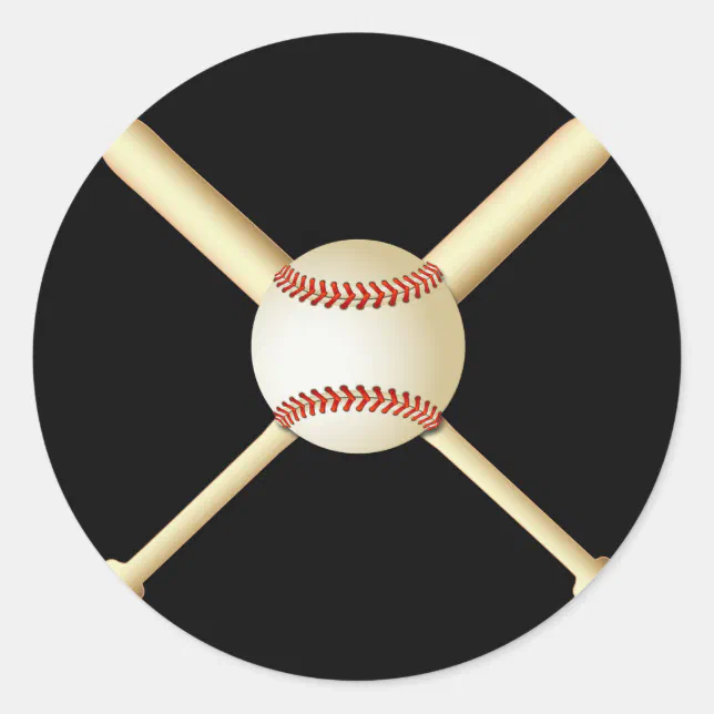 BASEBALL BATS AND BALL CLASSIC ROUND STICKER | Zazzle