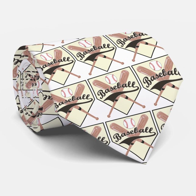 Baseball Bats Ball and Base Necktie (Rolled)
