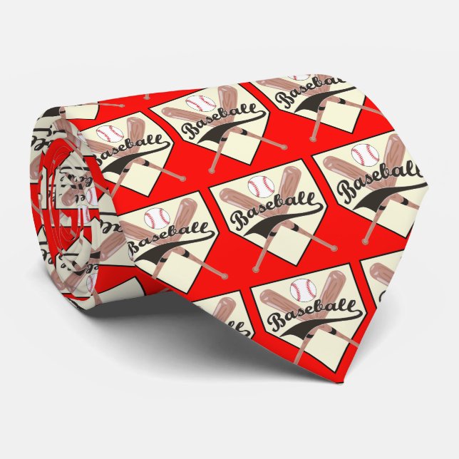 Baseball Bats Ball and Base Necktie (Rolled)