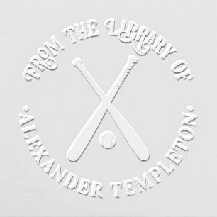 Baseball Bats Ball “From the Library of” Book Name Embosser