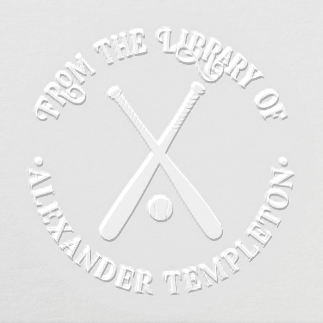 Baseball Bats Ball “From the Library of” Book Name Embosser (Design)