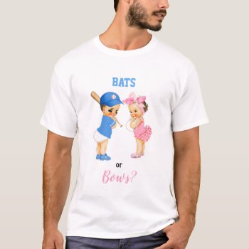 Baseball Bats Bows Babies Boy Girl Gender Reveal T-shirt by nawnibelles at Zazzle