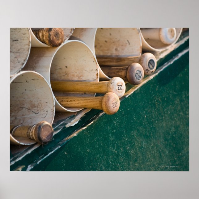 Baseball bats in the dugout poster (Front)