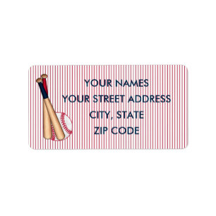 Baseball Bats Red Stripes Address Labels