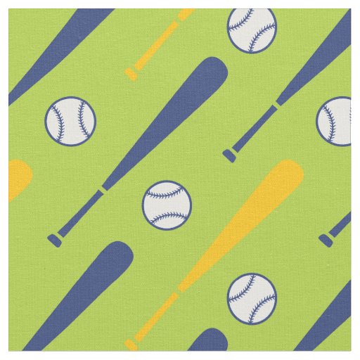 Baseball bats yellow, blue on green fabric