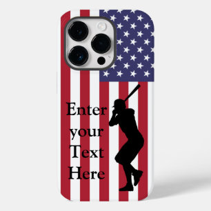 Baseball Batter and American Flag Case-Mate iPhone 14 Pro Case