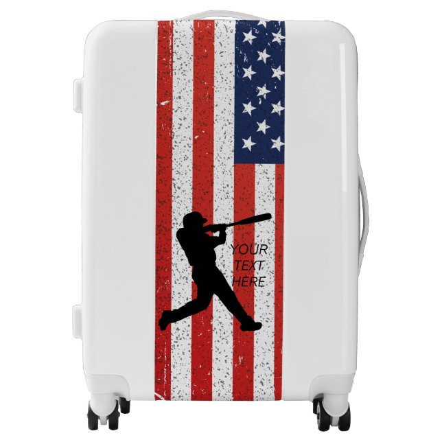 Baseball Batter and American Flag  Luggage (Front)