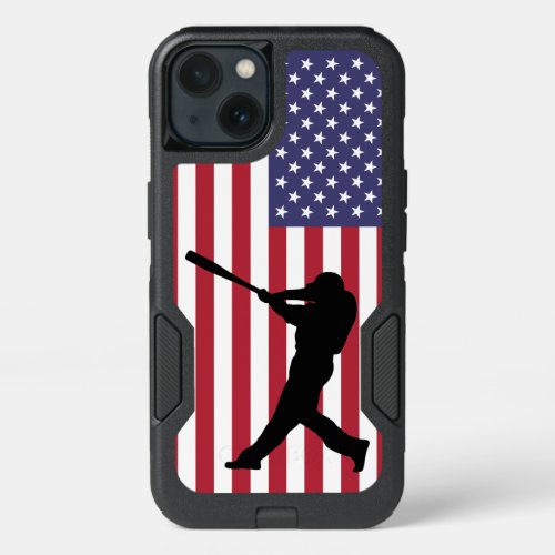 Baseball Batter and American Flag iPhone 13 Case