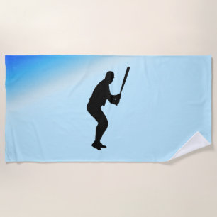 Baseball Batter Blue Sports Beach Towel