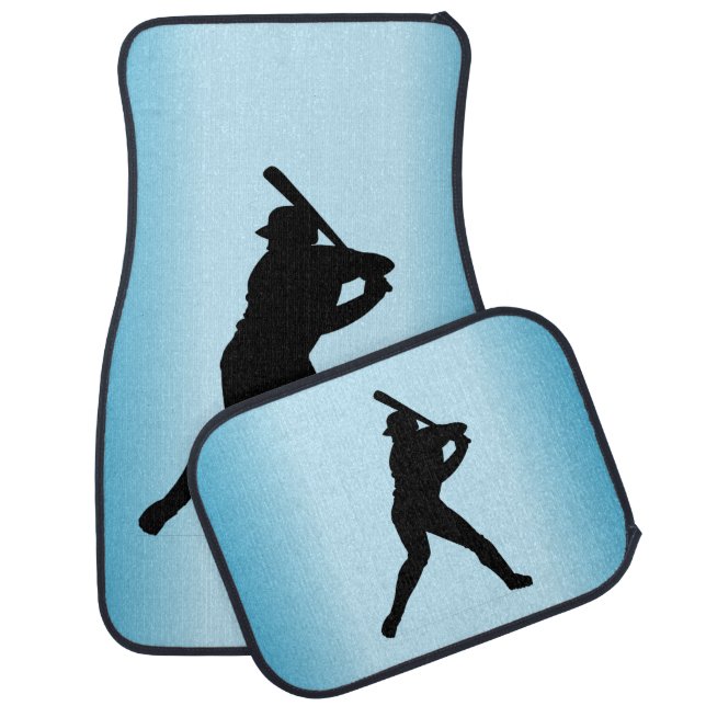 Baseball Batter Blue Sports Car Mat (Set)