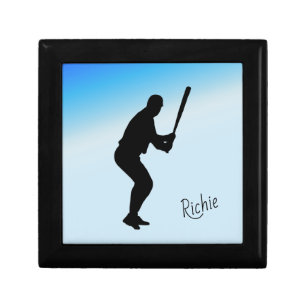 Baseball Batter Blue Sports Keepsake Box