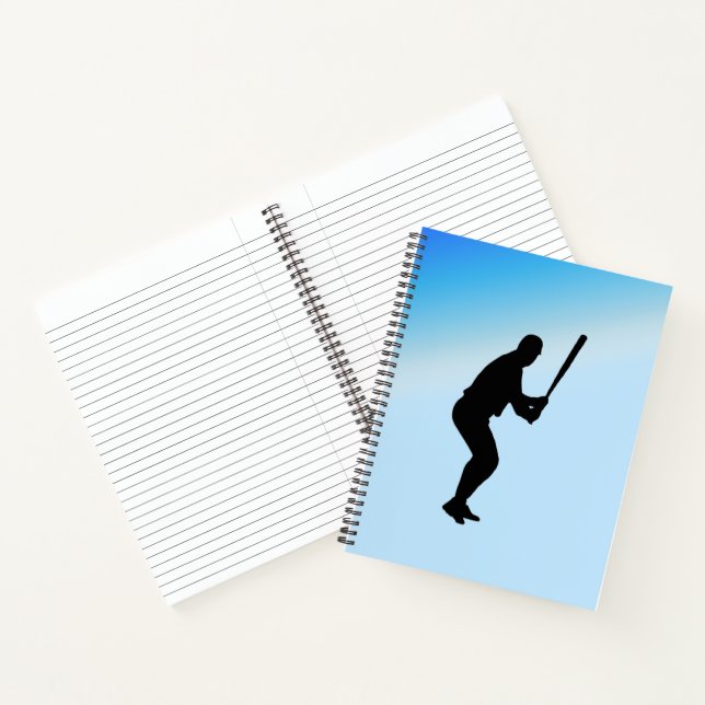 Baseball Batter Blue Sports Notebook (Inside)