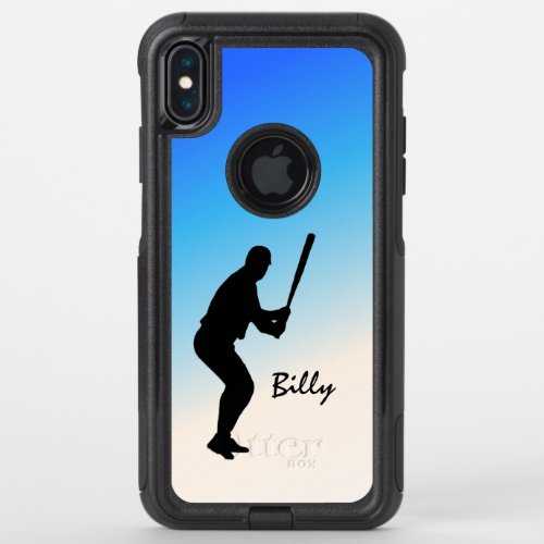 Baseball Batter Blue Sports OtterBox Commuter iPhone XS Max Case