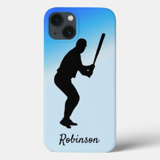 Baseball Batter Blue Sports Personalized iPhone 13 Case