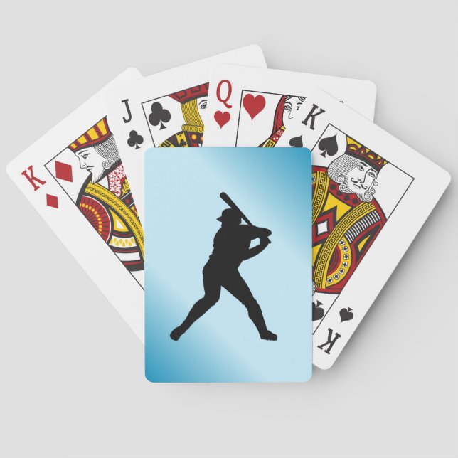 Baseball Batter Blue Sports Poker Cards (Back)