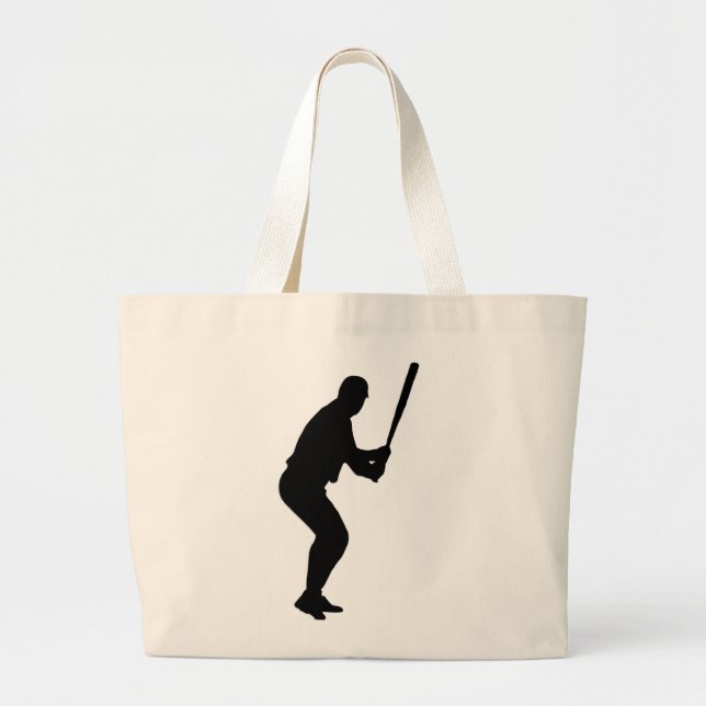 Baseball Batter Bunts Sports Large Tote Bag (Front)