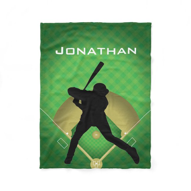 Baseball Batter Design Fleece Blanket