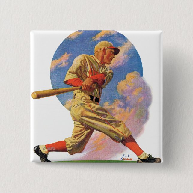 Baseball Batter Pinback Button (Front)