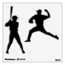 Baseball Batter Pitcher Peel and Stick Kids Room Wall Decal