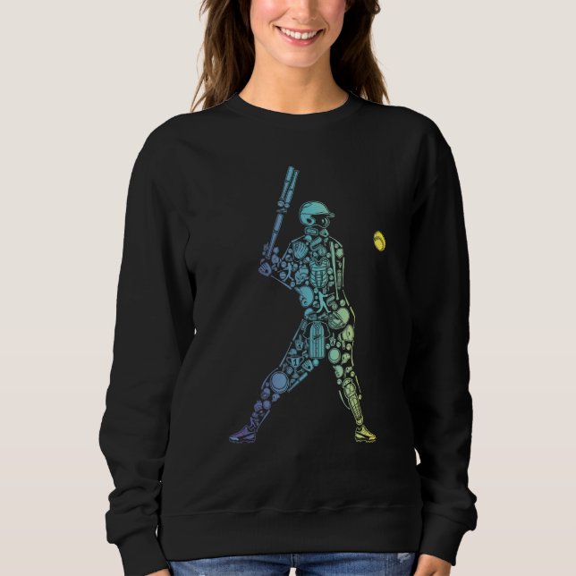 Baseball Batter Player Baseball Bat Hitter Batters Sweatshirt (Front)
