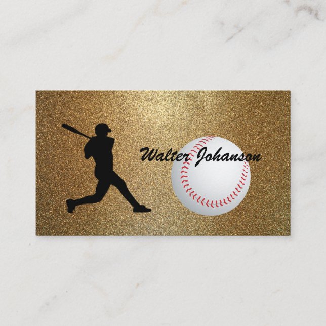 Baseball Batter silhouette Baseball custom Business Card (Front)