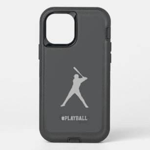 Baseball Batter Silhouette Hashtag Playball Grey OtterBox Defender iPhone 12 Pro Case