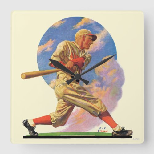 Baseball Batter Square Wall Clock