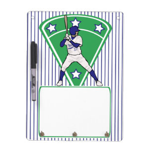 Baseball Batter Star Blue Dry-Erase Board