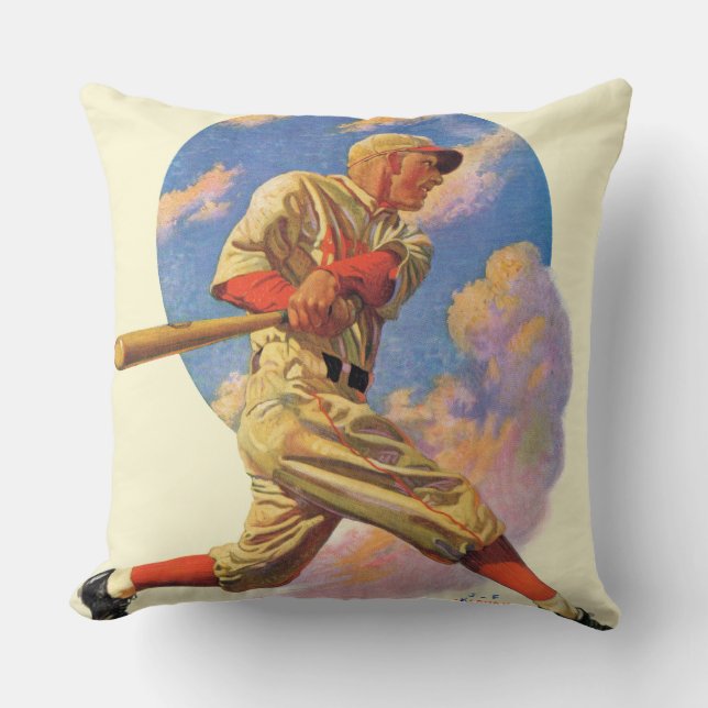 Baseball Batter Throw Pillow (Front)