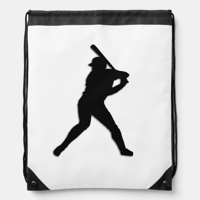 Baseball Batter Up Drawstring Bag (Front)