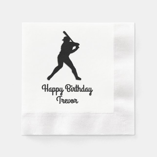 Baseball Batter Up Personalized Birthday Napkins (Front)