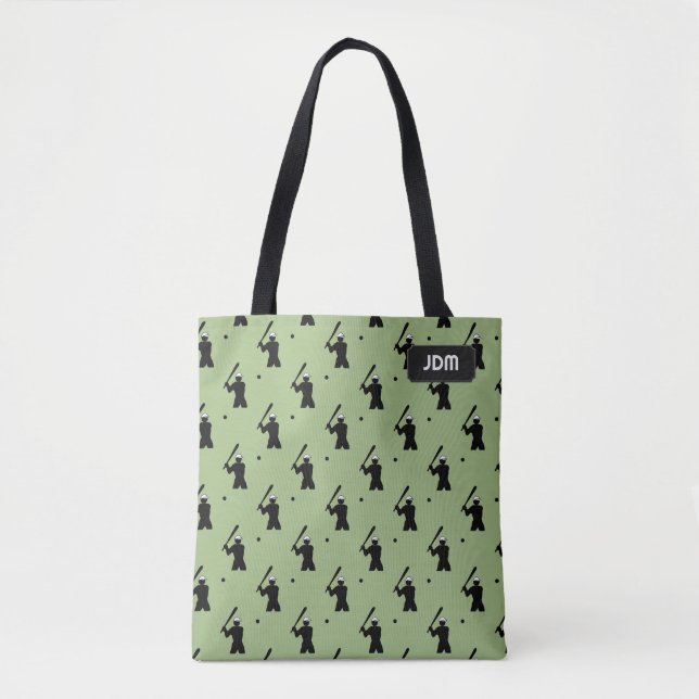 Baseball - Batting Motif - your initials or name Tote Bag (Front)