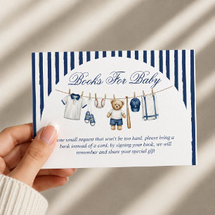 Baseball Bear Baby Shower Book Request Enclosure Card