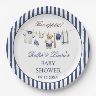 Baseball Bear Baby Shower Paper Plates