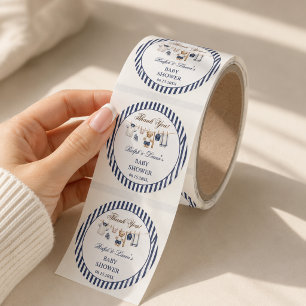 Baseball Bear Baby Shower Thank You Classic Round Sticker